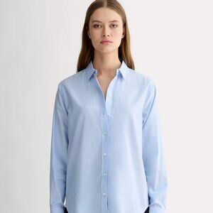 Everlane Women's Must-Have Shirt in Silky Cotton in Pale Blue, Size 6